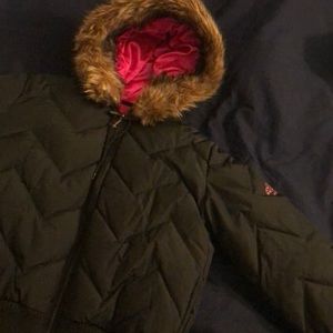 DKNY Black and Pink Puffer Jacket Coat